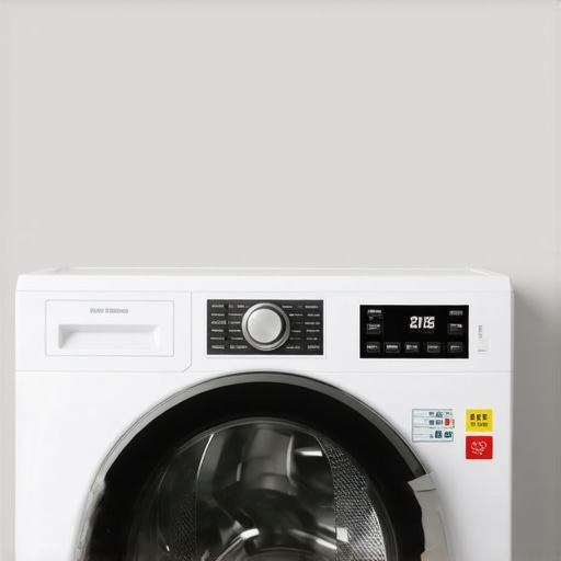 Modern smart dryer with digital interface and Wi-Fi connectivity in a laundry room