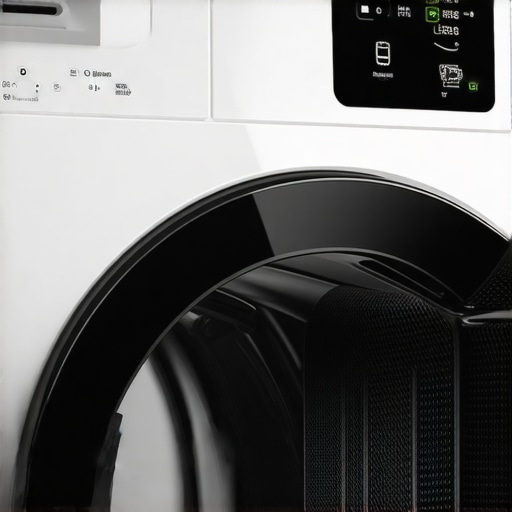 A sleek modern smart dryer displaying AI-powered features and eco-friendly design.