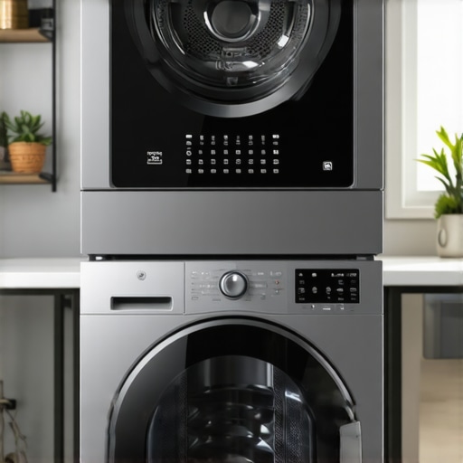 Contemporary laundry room with a smart Wi-Fi enabled dryer