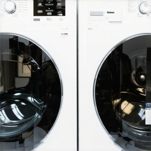 Contemporary laundry room with heat pump and gas dryers highlighting energy efficiency.