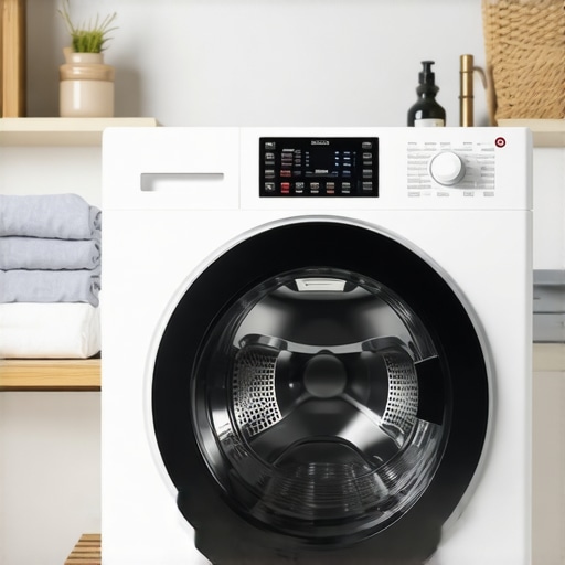 Modern smart dryer with Wi-Fi connectivity and digital controls in a bright laundry room