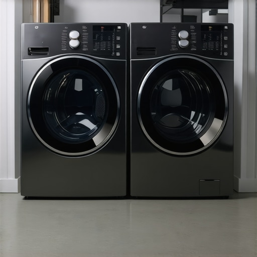 Comparison of smart and gas dryers in a modern laundry room with advanced features.
