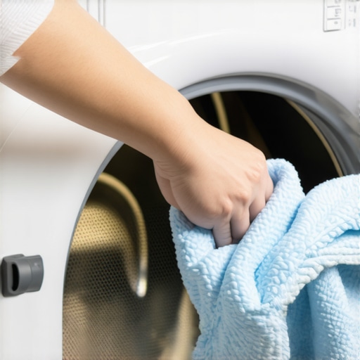 Person cleaning lint filter of a smart dryer with microfiber cloth