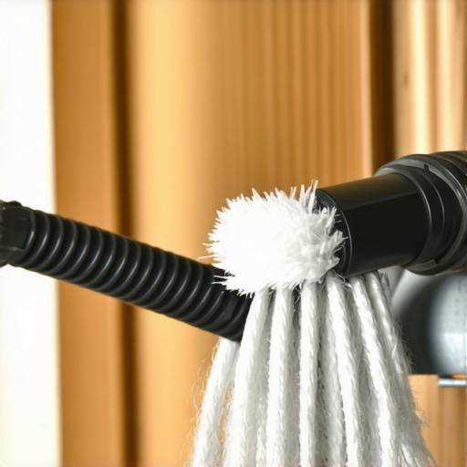 Person using a brush to clear lint from a dryer vent for maintenance