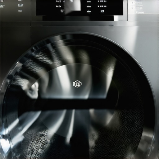 Close-up of a smart clothes dryer showing digital controls and sensors