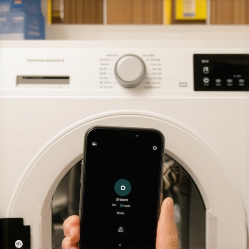 Smart clothes dryer showing alert notifications on smartphone