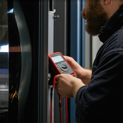 Technician measuring resistance on a dryer igniter using a multimeter
