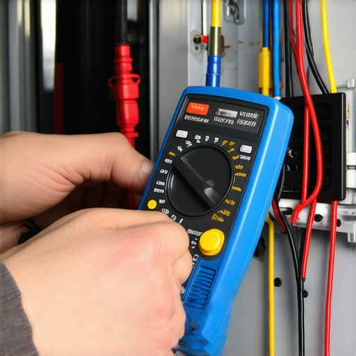 Person testing electrical wiring of a clothes dryer with a multimeter, repair scene